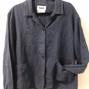 Flax linen utility casual blazer